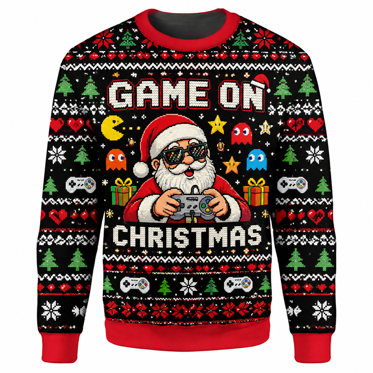 Christmas Arcade Gamer Ugly Sweater LN, Festive Knit Holiday Gift