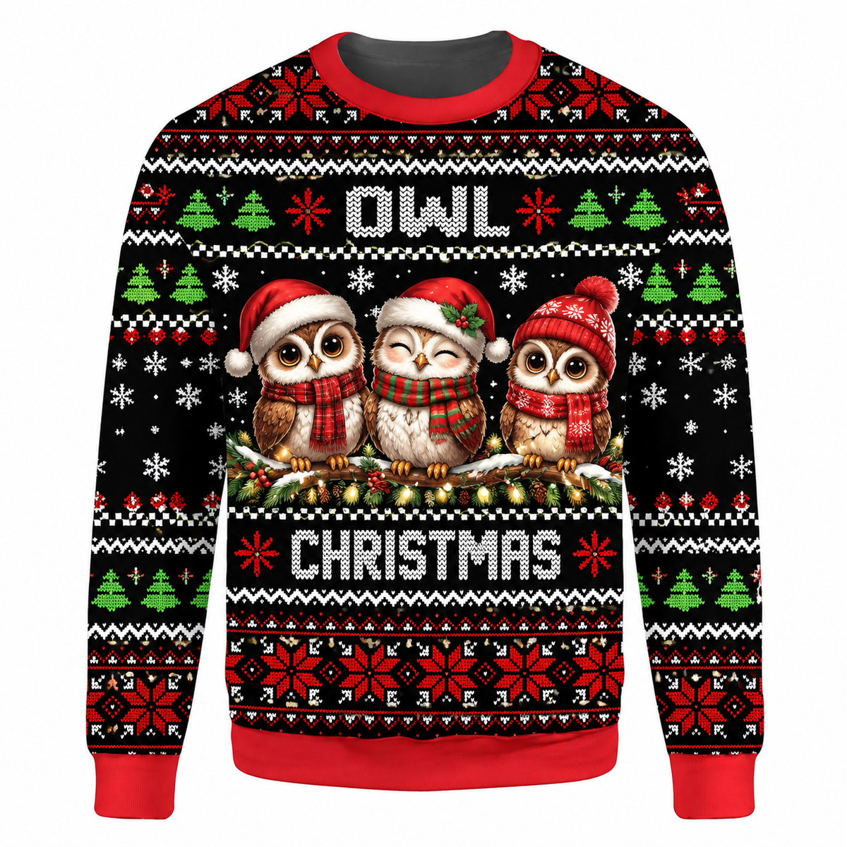 Christmas Owl Ugly Sweater LN, Festive Knit Holiday Gift