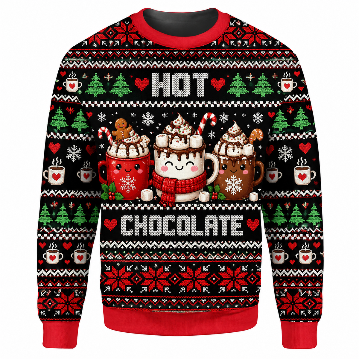 Christmas Hot Chocolate Ugly Sweater Ln, Cocoa Drink Pullover Holiday Gift