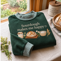Sourdough Baker Embroidery Gingham Sweatshirt LN, Artisan Bread Baking Pullover