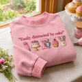 Cake Decorator Embroidery Gingham Sweatshirt LN, Creative Pastry Artist Pullover