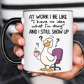 Funny Accent Mug, Confused Duck Ceramic Coffee Drinkware for Home Office Decor