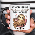 Funny Accent Mug, Caffeinated Sloth Ceramic Drinkware for Coffee Lovers Office Decor