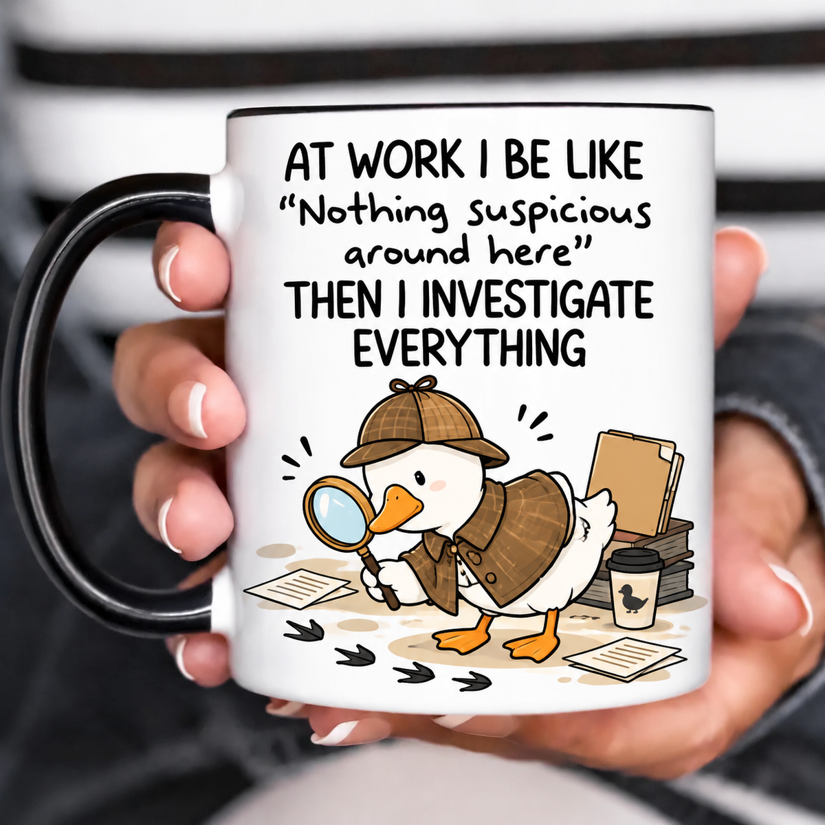 Funny Acent Mug Ln, Detective Duck Ceramic Drinkware For Mystery Fans