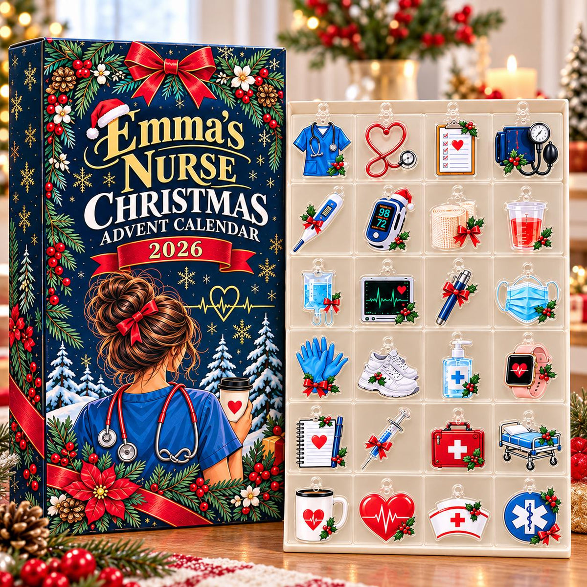 Registered Nurse Advent Calendar HG, 24 Acrylic Hanging Ornaments, Profession Christmas Countdown, Keepsake Gift, Registered Nurse Christmas