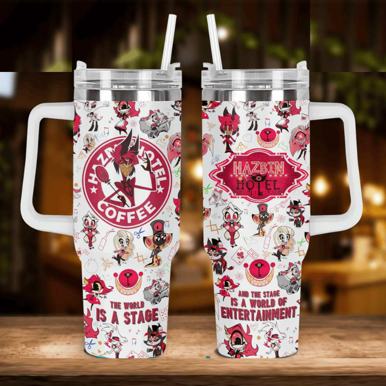 Hazbin Hotel Coffee White Gift for Her, Him on Birthday Xmas 30oz or 40oz Tumbler LN