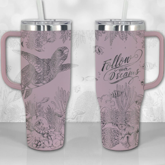 Sea Turtle Reef Motivational Quote or Name Personalized  30oz or 40oz Tumbler with Handle, Best Gifts NVA
