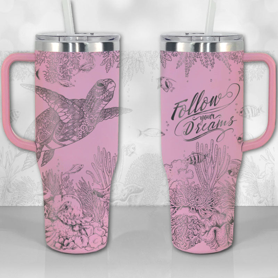 Sea Turtle Reef Motivational Quote or Name Personalized  30oz or 40oz Tumbler with Handle, Best Gifts NVA
