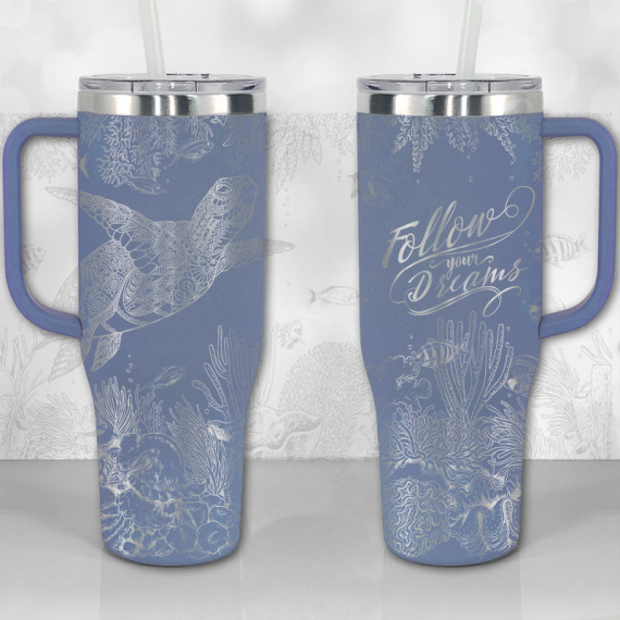 Sea Turtle Reef Motivational Quote or Name Personalized  30oz or 40oz Tumbler with Handle, Best Gifts NVA