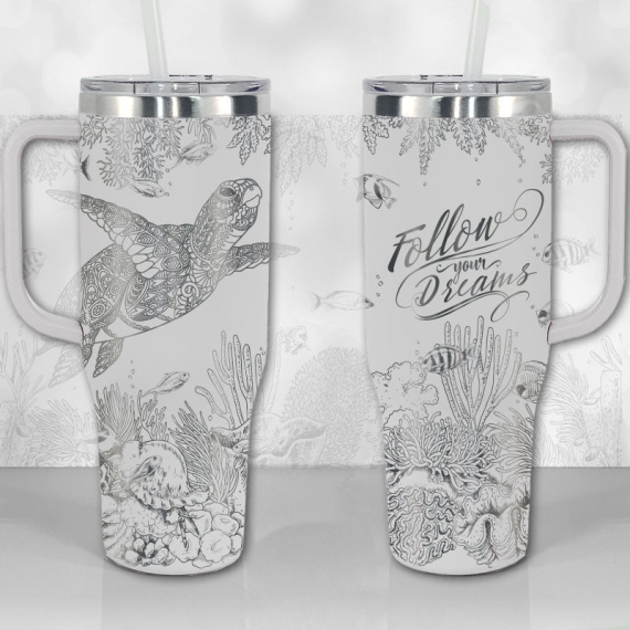 Sea Turtle Reef Motivational Quote or Name Personalized  30oz or 40oz Tumbler with Handle, Best Gifts NVA