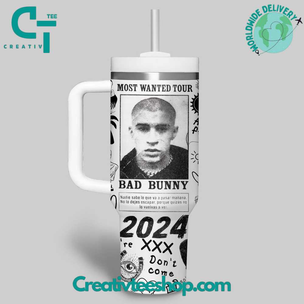Bad Bunny Most Wanted Tour 2024 Bad Bunny Most Wanted Tour 2024 Gift for Her, Him on Birthday Xmas 30oz or 40oz Tumbler LN