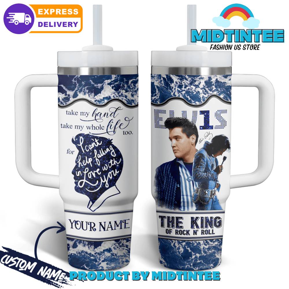 Elvis Presley The King Of Rock N Roll Personalized Gift for her,him, Birthday Xmas Halloween Gift 30oz or 40oz Tumbler LN