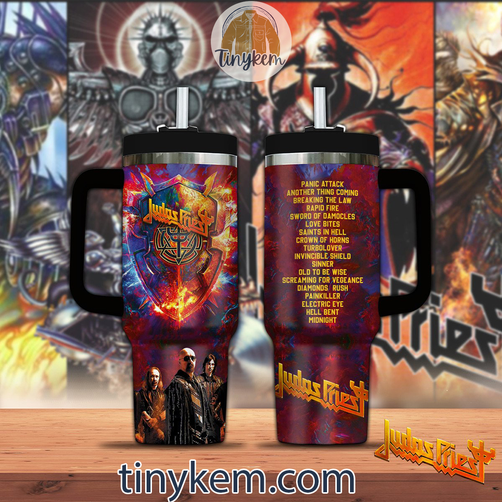 Judas Priest 30oz or 40 Oz Tumbler HG: The nvincible Shield Tour 2024