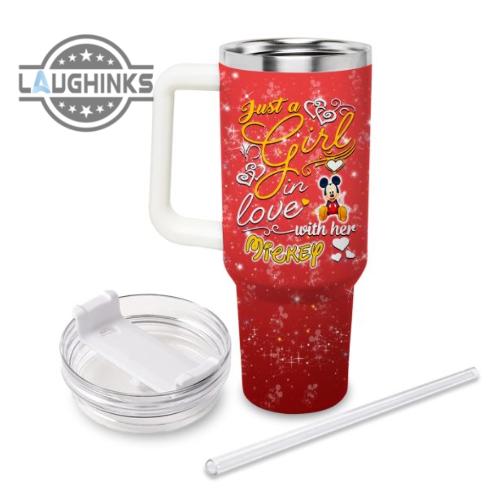 Just A Girl Loves Mickey Mouse 30oz or 40Oz Tumbler With Handle And Straw Lid Personalized 40 Oz HG