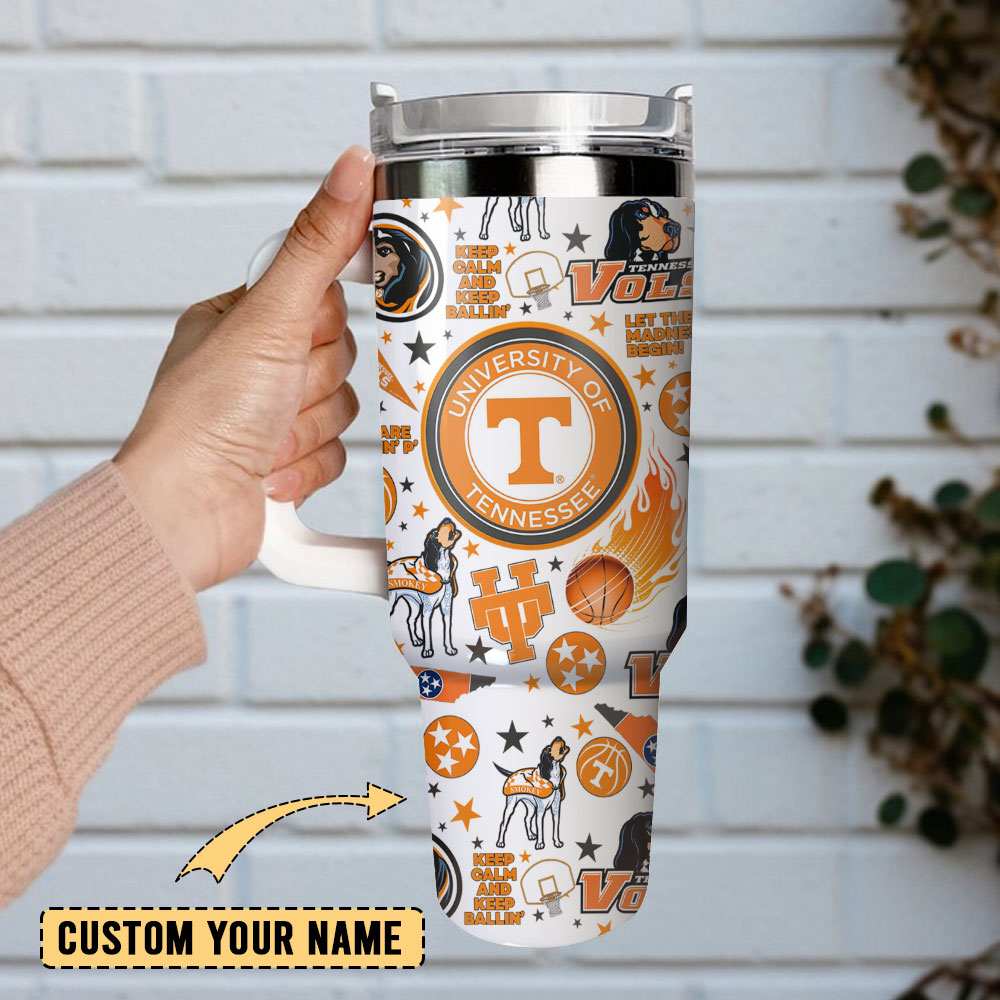 University of Tennessee Custom Quencher 30oz or 40oz Stainless Steel Tumbler With Handle, Best gifts for Friend Family NVA