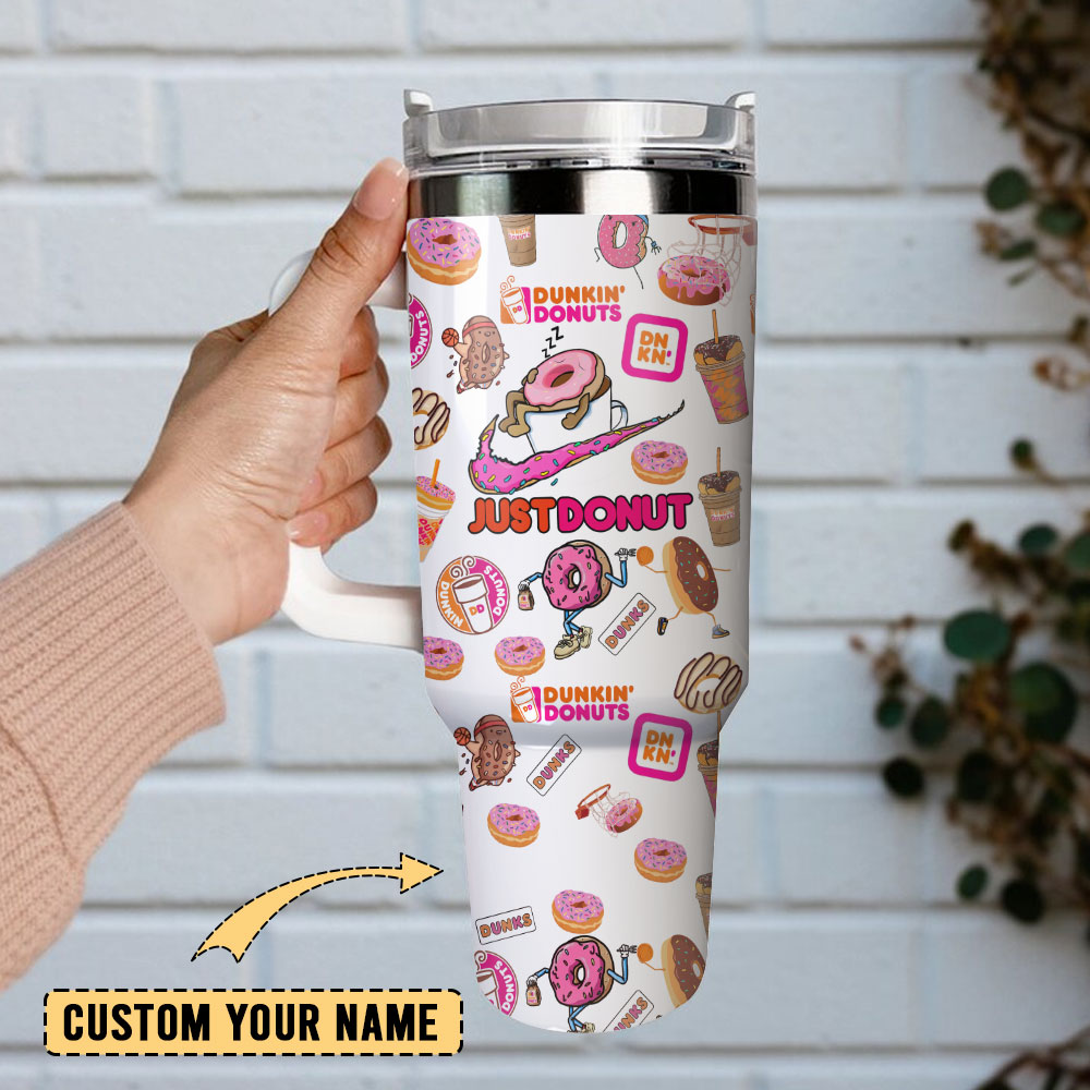 Dunkin Donuts Coffee Esspresso Custom 30oz or 40oz Quencher Stainless Steel Tumbler With Handle, Best Gift Idea NVA, Best Gift Idea NVA