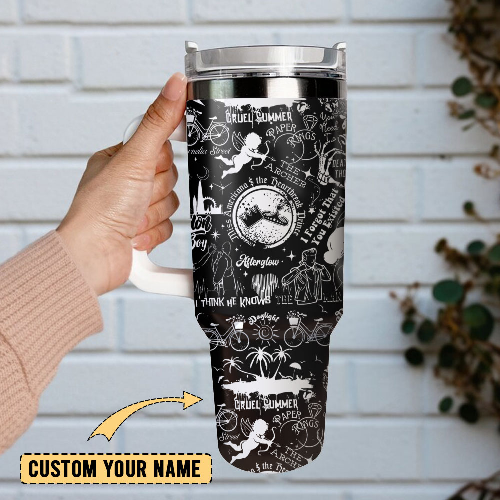 Taylor Swift Cruel Summer Music Custom 30oz or 40oz Quencher Stainless Steel Tumbler With Handle, Best Gift Idea NVA, Best Gift Idea NVA