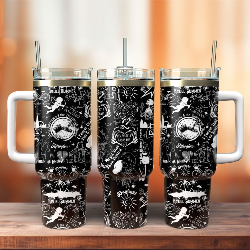 Taylor Swift Cruel Summer Music Custom 30oz or 40oz Quencher Stainless Steel Tumbler With Handle, Best Gift Idea NVA, Best Gift Idea NVA