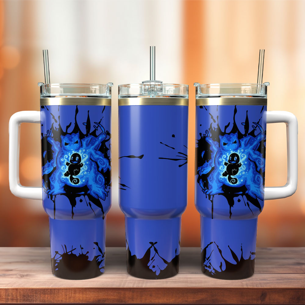 Squirtle Pokemon Anime Custom Quencher 30oz Or 40oz Stainless Steel Tumbler With Handle HG