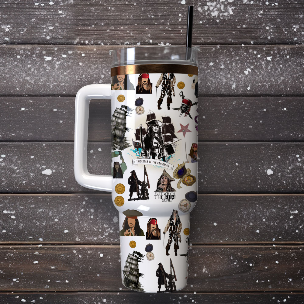 Pirates Of The Caribbean Film Series Custom Quencher 30oz or 40oz Stainless Steel Tumbler With Handle, Best Gifts NVA
