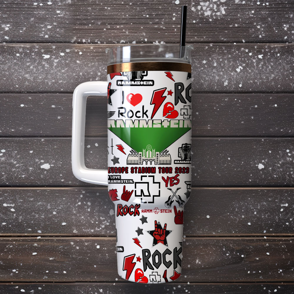 Rammstein Rock Band Custom Quencher 30oz or 40oz Stainless Steel Tumbler With Handle, Best gifts for Friend Family NVA
