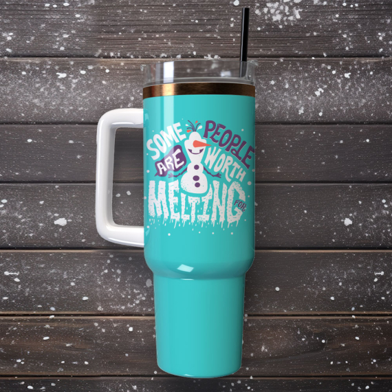 Frozen Disney Cartoon Custom  Quencher 30oz or 40oz Stainless Steel Tumbler With Handle,  Best gifts for Friend Family NVA