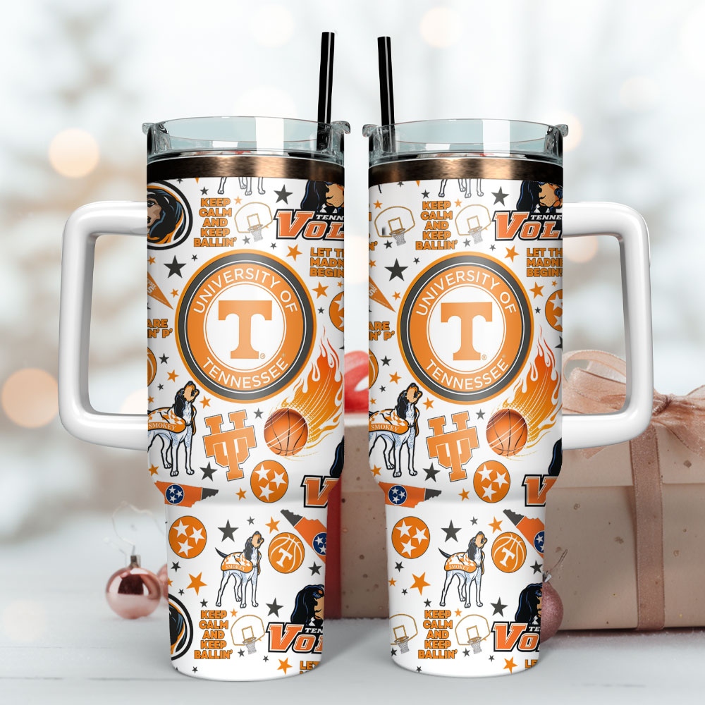 University of Tennessee Custom Quencher 30oz or 40oz Stainless Steel Tumbler With Handle, Best gifts for Friend Family NVA