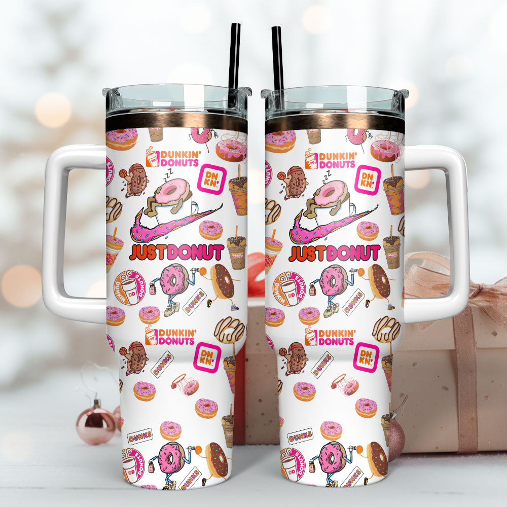 Dunkin Donuts Coffee Esspresso Custom 30oz or 40oz Quencher Stainless Steel Tumbler With Handle, Best Gift Idea NVA, Best Gift Idea NVA