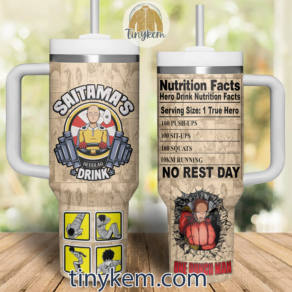 One Punch Man Nurition Facts 30oz or 40 Oz Tumbler HG