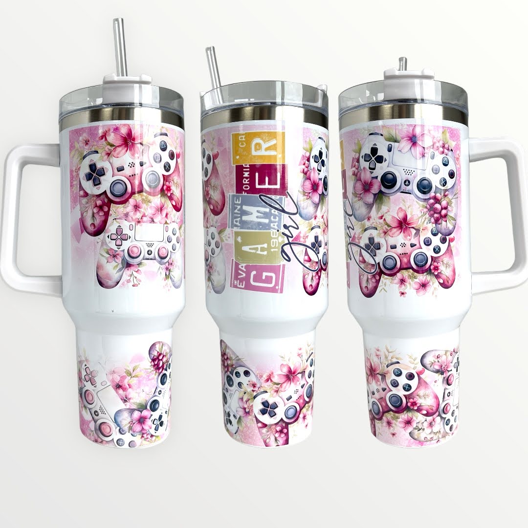 Gamer PINK 30oz or 40oz Quencher Tumbler with Optional Personalisation, Gifts for Friends NVA