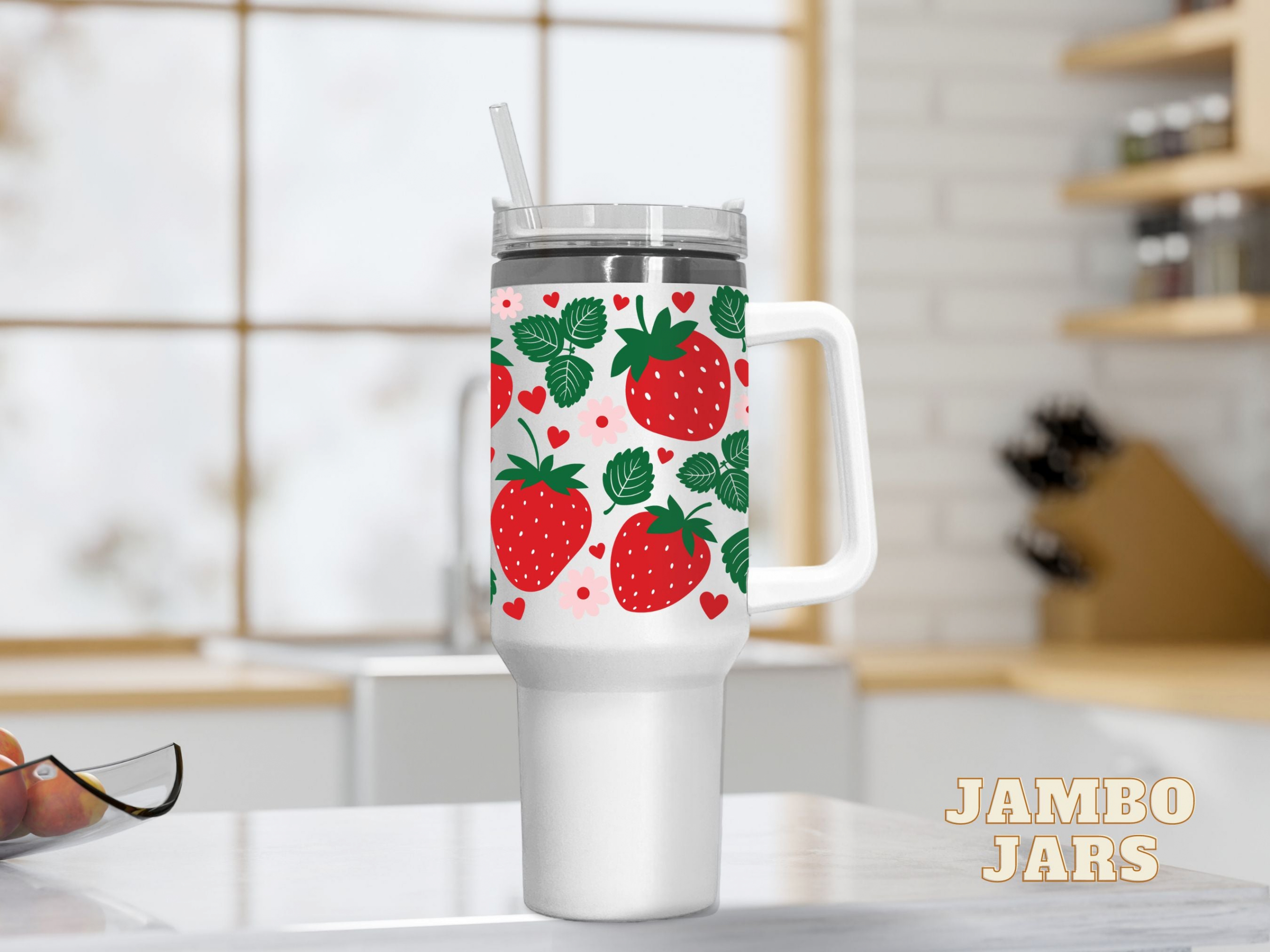Strawberry Hearts 30oz or 40oz Quencher Tumbler LN Gift for sweet lovers Gift for her Birthday Gift