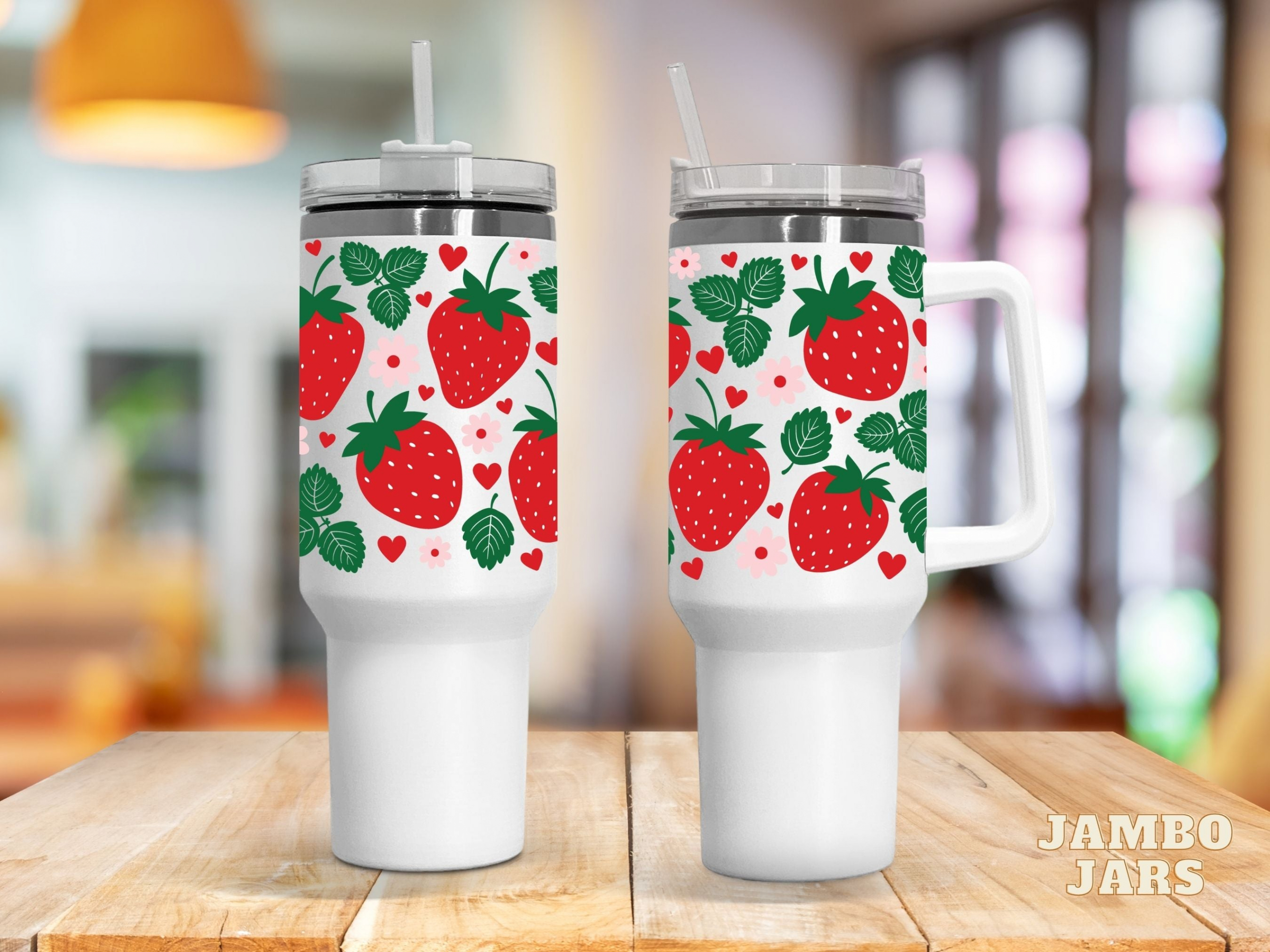 Strawberry Hearts 30oz or 40oz Quencher Tumbler LN Gift for sweet lovers Gift for her Birthday Gift