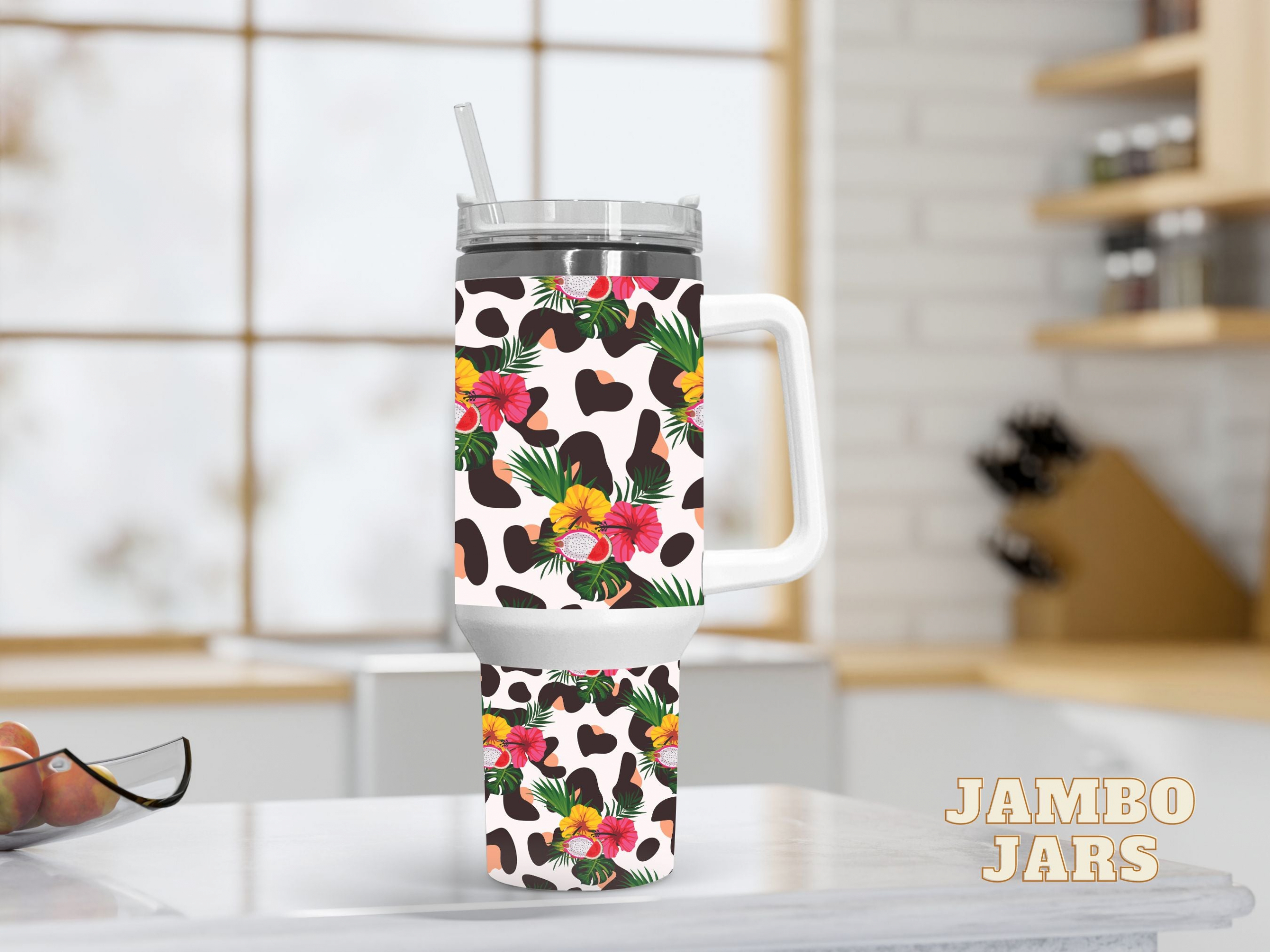 Tropical Floral Leopard 30oz or 40oz Quencher Tumbler LN Gift For her