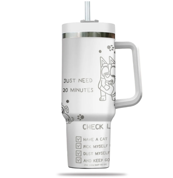 Blu3y Heeler Dog 40oz Engraved Tumbler, Blue Dog Mum 40oz Tumbler HG