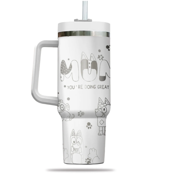 Blu3y Heeler Dog 40oz Engraved Tumbler, Blue Dog Mum 40oz Tumbler HG