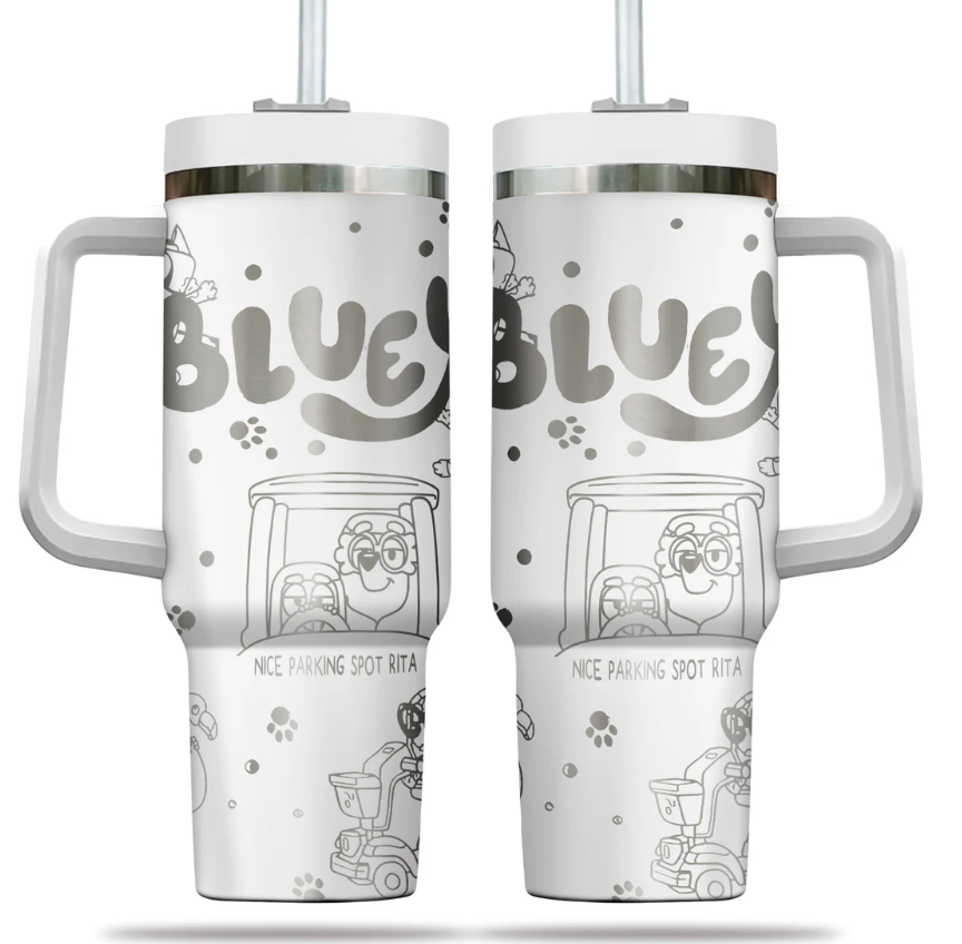 Blu3y Heeler Dog 40oz Engraved Tumbler, Blue Dog Mum 40oz Tumbler HG