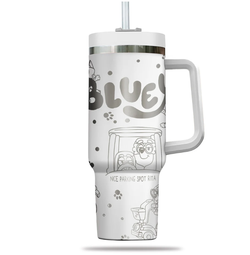 Blu3y Heeler Dog 40oz Engraved Tumbler, Blue Dog Mum 40oz Tumbler HG