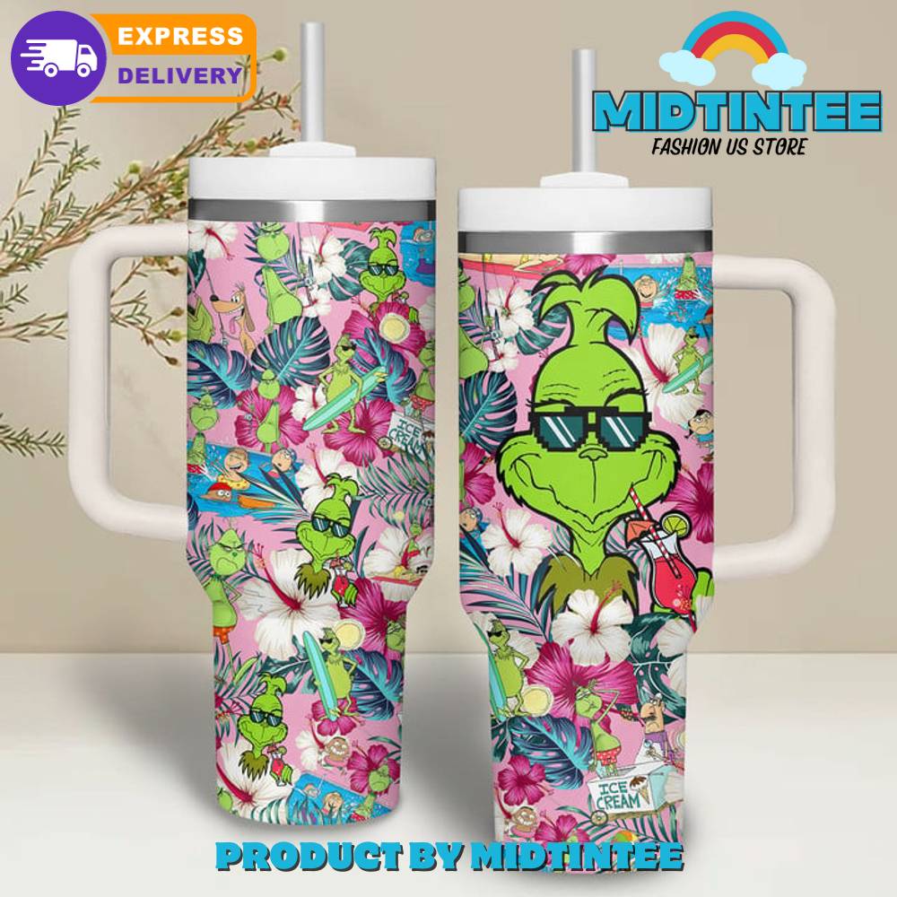 The Grinch Ice Cream Floral Gift for her,him, Birthday Xmas Halloween Gift 30oz or 40oz Tumbler LN
