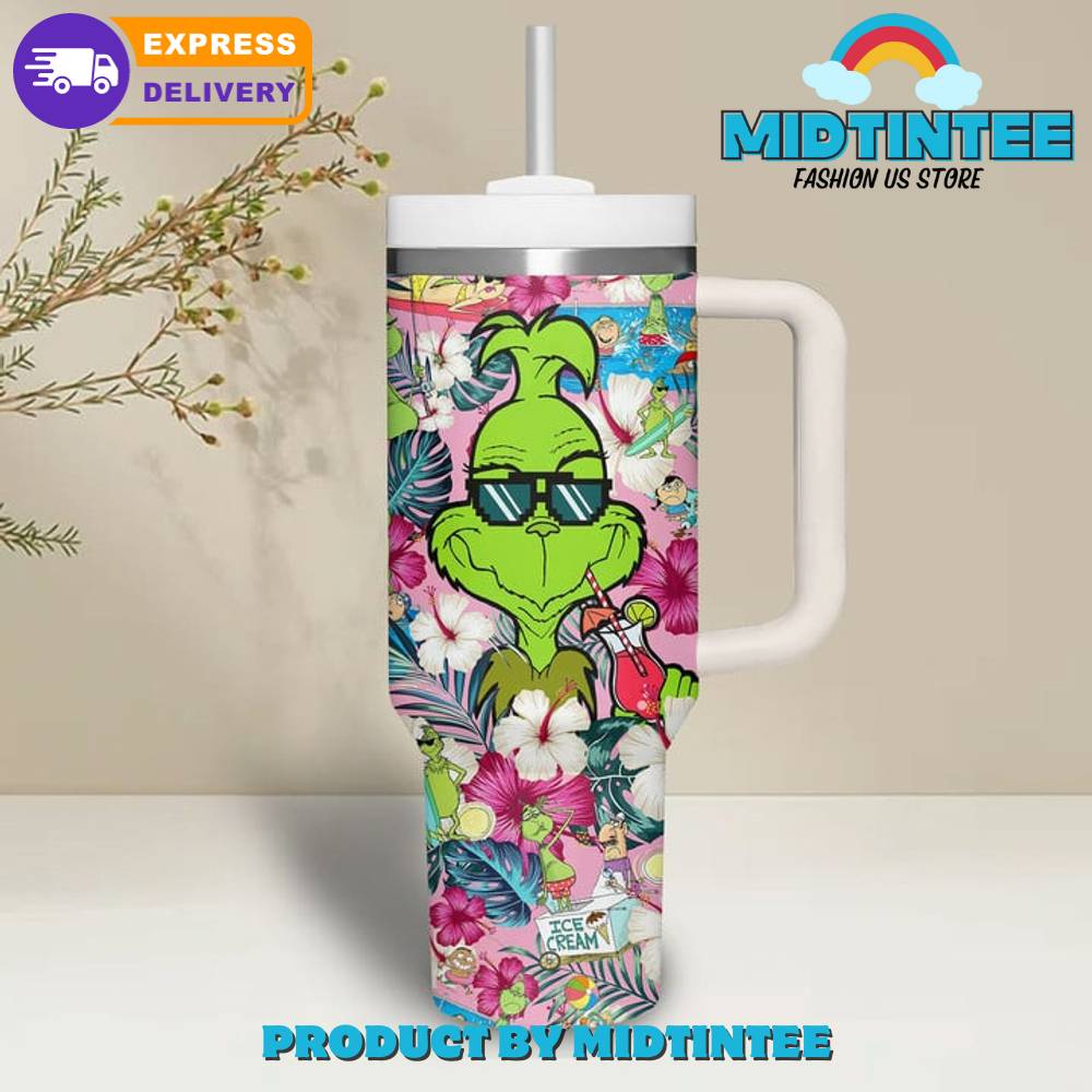 The Grinch Ice Cream Floral Gift for her,him, Birthday Xmas Halloween Gift 30oz or 40oz Tumbler LN