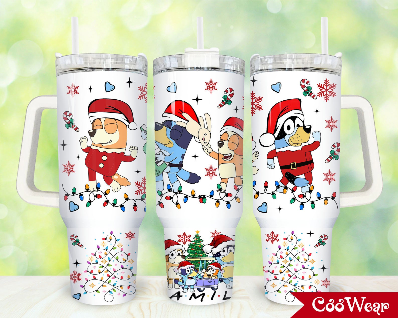 Bandit And Chilli Blu3yCartoon Custom Quencher 30oz or 40oz Stainless Steel Tumbler With Handle HG