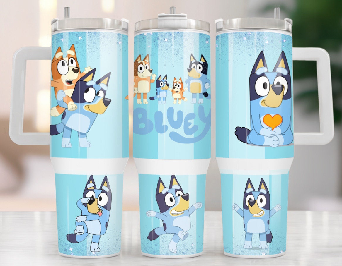 Blu3y Heeler Family Cartoon Custom Quencher 30oz or 40oz Stainless Steel Tumbler With Handle HG