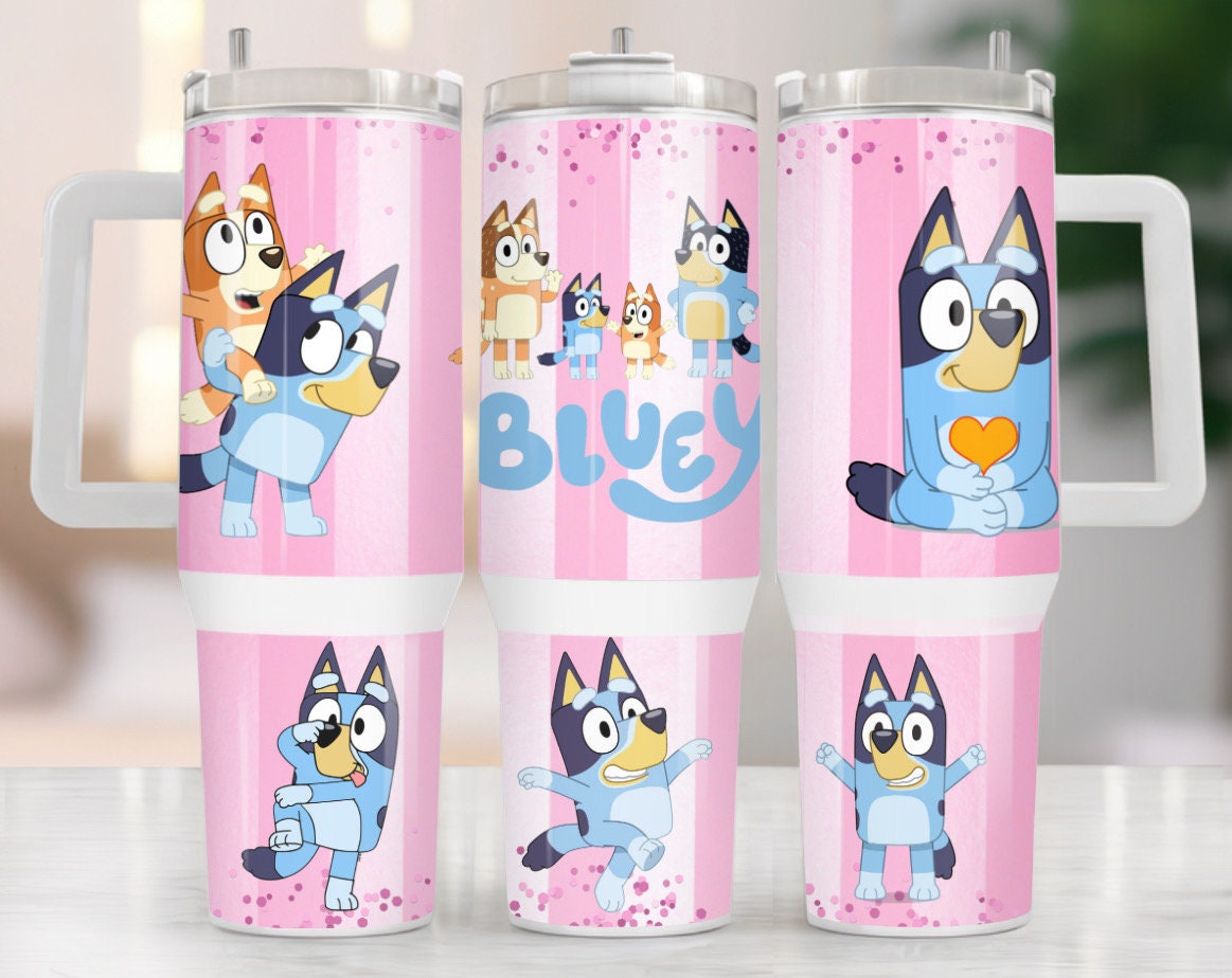 Blu3y Heeler Family Cartoon Custom Quencher 30oz or 40oz Stainless Steel Tumbler With Handle HG