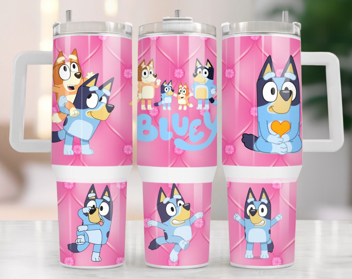 Blu3y Heeler Family Cartoon Custom Quencher 30oz or 40oz Stainless Steel Tumbler With Handle HG