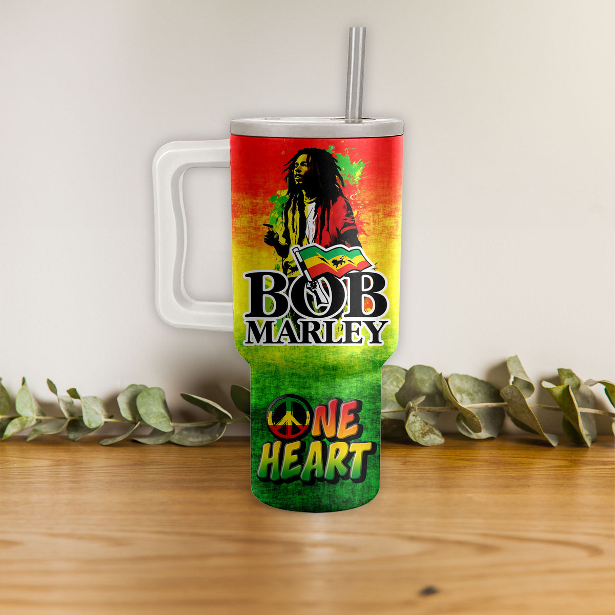 Bob Marley Music Custom Stanley Quencher 40oz Stainless Steel Tumbler HG With Handle