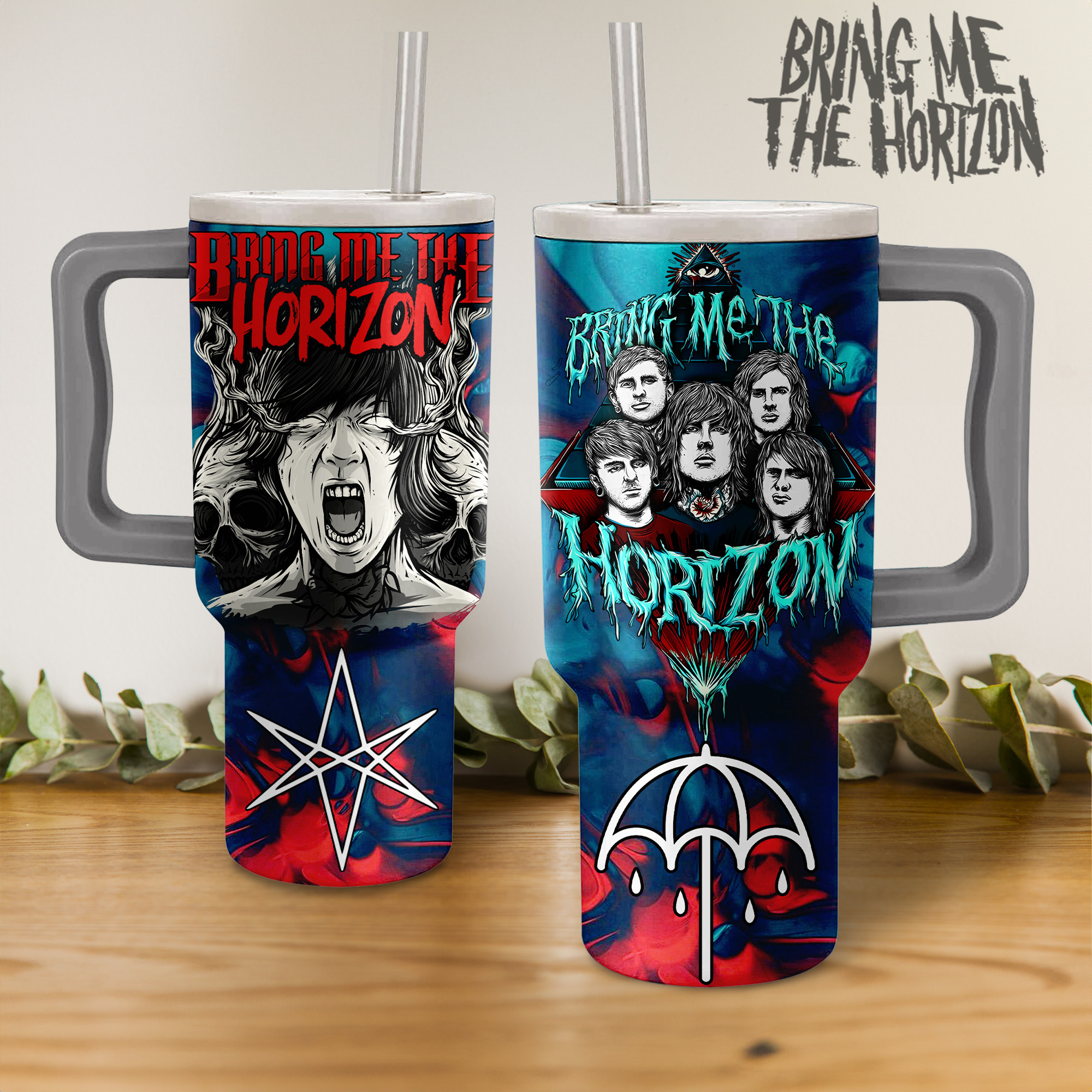 Bring Me The Horizon Music Custom Stanley Quencher 40oz Stainless Steel Tumbler HG With Handle