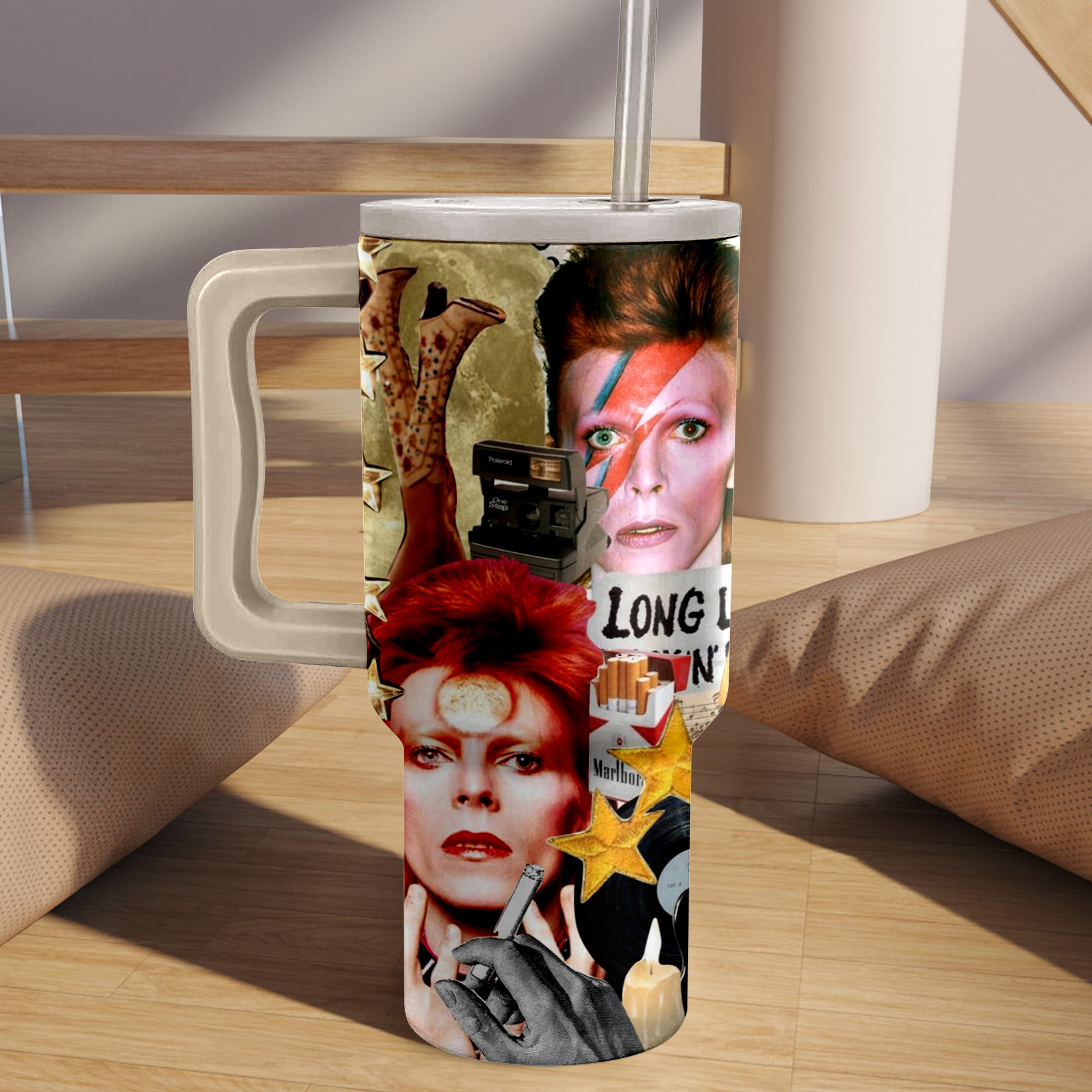 David Bowie Music Custom Stanley Quencher 40oz Stainless Steel Tumbler HG With Handle