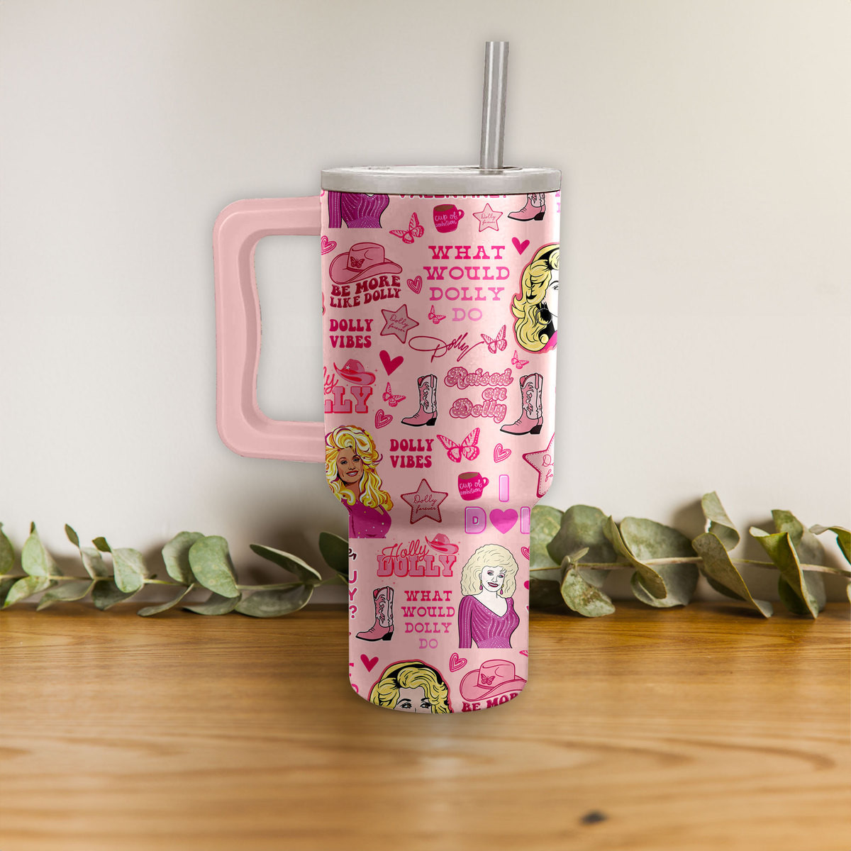 Dolly Parton Music Custom Stanley Quencher 40oz Stainless Steel Tumbler HG With Handle