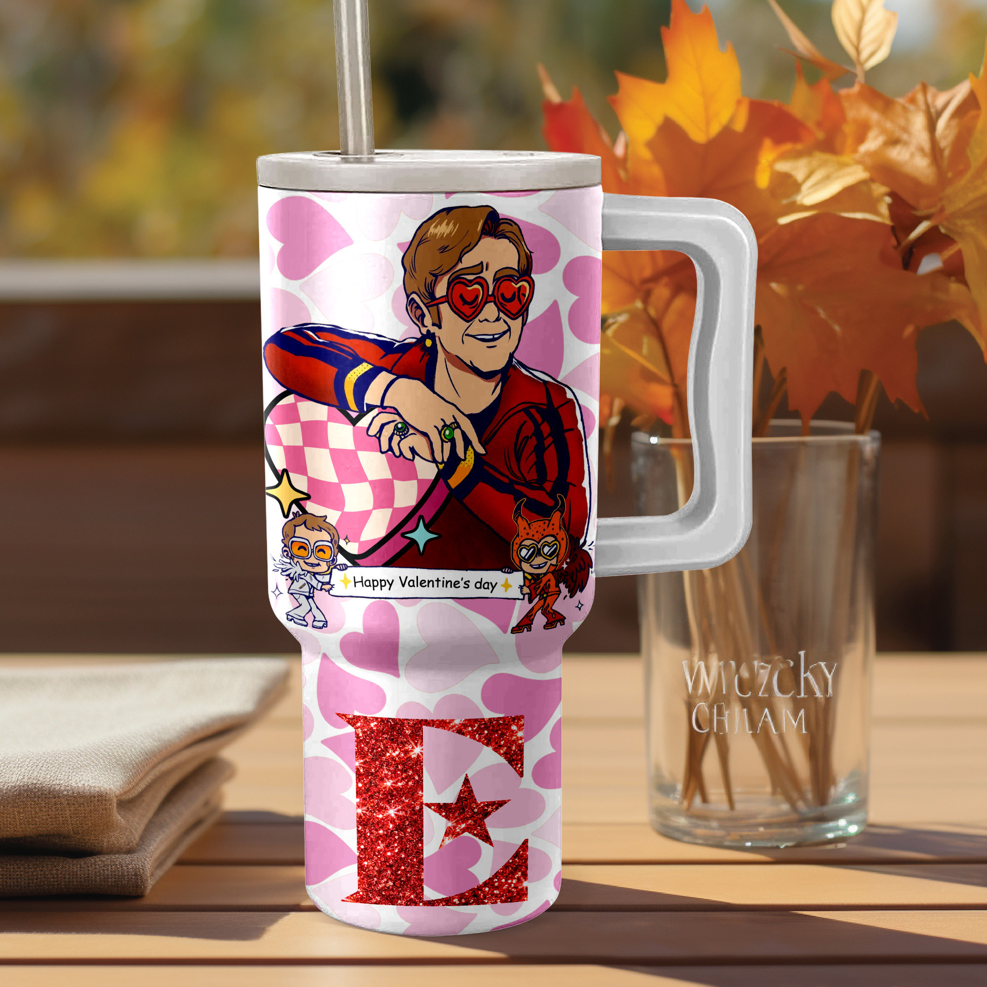 Elton John Happy Valentine Music Custom Stanley Quencher 40oz Stainless Steel Tumbler HG With Handle