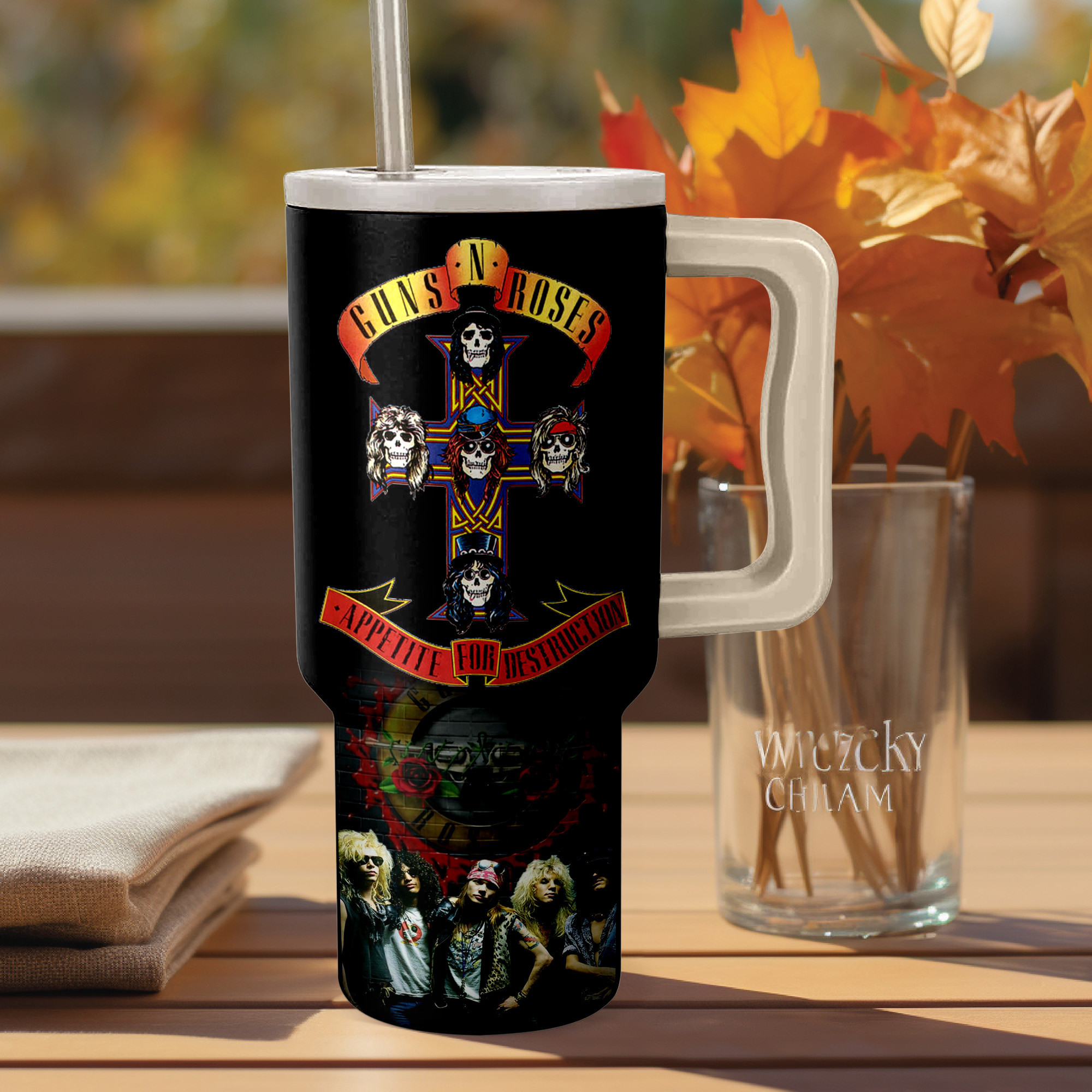 Guns Nā Roses Music Custom Stanley Quencher 40oz Stainless Steel Tumbler HG With Handle