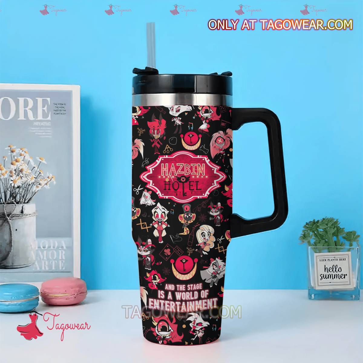 Hazbin Hotel Coffee Cartoon Custom Quencher 30oz or 40oz Stainless Steel Tumbler With Handle HG